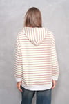 Kadın Çizgi Desenli Kanguru Cepli Kapüşonlu İki İplik Oversize Sweatshirt 245124 -