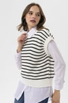 Kadın Çizgi Desenli Örme Süveter