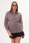 Kadın Çizgi Desenli Tek Cepli Oversize Gömlek 260332 -