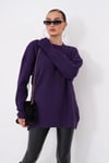 Kadın Çizgi Desenli Triko Örme Salaş Kazak 265040 -