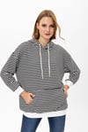 Kadın Çizgi Detaylı Kapüşonlu Oversize Sweatshirt