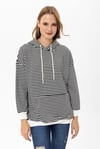Kadın Çizgi Detaylı Kapüşonlu Oversize Sweatshirt