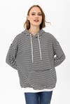 Kadın Çizgi Detaylı Kapüşonlu Oversize Sweatshirt