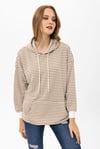 Kadın Çizgi Detaylı Kapüşonlu Oversize Sweatshirt