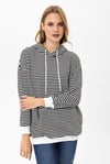 Kadın Çizgi Detaylı Kapüşonlu Oversize Sweatshirt