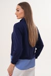Kadın Çizgili Gömlek Yakalı Fermuar Detaylı Sweatshirt 255452 -
