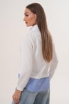 Kadın Çizgili Gömlek Yakalı Fermuar Detaylı Sweatshirt 255452 -