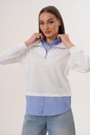 Kadın Çizgili Gömlek Yakalı Fermuar Detaylı Sweatshirt 255452 -