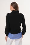Kadın Çizgili Gömlek Yakalı Fermuar Detaylı Sweatshirt 255452 -