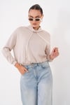 Kadın Dik Yaka Altı Lastik Detaylı Modal Sweatshirt 265194 -