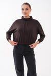Kadın Dik Yaka Altı Lastik Detaylı Modal Sweatshirt 265194 -