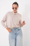 Kadın Dik Yaka Altı Lastik Detaylı Modal Sweatshirt 265194 -