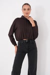 Kadın Dik Yaka Altı Lastik Detaylı Modal Sweatshirt 265194 -