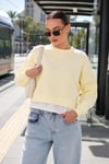 Kadın Eteği Gömlek Görünümlü Bisiklet Yaka Kısa Sweatshirt 265219 -