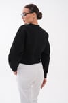 Kadın Eteği Gömlek Görünümlü Bisiklet Yaka Kısa Sweatshirt 265219 -