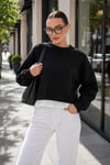 Kadın Eteği Gömlek Görünümlü Bisiklet Yaka Kısa Sweatshirt 265219 -