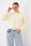 Kadın Eteği Gömlek Görünümlü Bisiklet Yaka Kısa Sweatshirt 265219 -