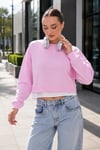 Kadın Eteği Gömlek Görünümlü Bisiklet Yaka Kısa Sweatshirt 265219 -