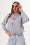 Kadın Fiyonk Baskılı Kapüşonlu Üç İplik Sweatshirt 255390 -