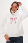 Kadın Fiyonk Baskılı Kapüşonlu Üç İplik Sweatshirt 255390 -