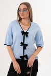 Kadın Fiyonk Detaylı Triko Örme Kısa Kol Kazak 255179 -