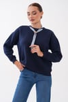 Kadın Fular Detaylı Oversize Sweatshirt 265128 -
