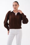 Kadın Gömlek Yaka Detaylı Selanik Örme Kazak 255153 - 265006
