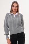 Kadın Gömlek Yaka Detaylı Selanik Örme Kazak 255153 - 265006