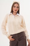 Kadın Gömlek Yaka Detaylı Selanik Örme Kazak 255153 - 265006