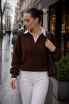 Kadın Gömlek Yaka Detaylı Selanik Örme Kazak 255153 - 265006