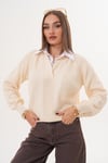 Kadın Gömlek Yaka Detaylı Selanik Örme Kazak 255153 - 265006