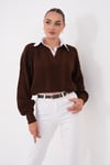 Kadın Gömlek Yaka Detaylı Selanik Örme Kazak 255153 - 265006