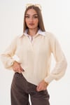 Kadın Gömlek Yaka Detaylı Selanik Örme Kazak 255153 - 265006