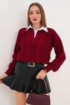 Kadın Gömlek Yaka Detaylı Selanik Örme Kazak 255153 - 265006