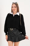 Kadın Gömlek Yaka Detaylı Selanik Örme Kazak 255153 - 265006