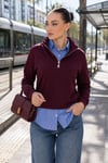 Kadın Gömlek Yaka Görünümlü Fermuarlı Sweatshirt 265129 -