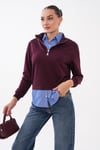 Kadın Gömlek Yaka Görünümlü Fermuarlı Sweatshirt 265129 -