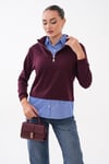 Kadın Gömlek Yaka Görünümlü Fermuarlı Sweatshirt 265129 -