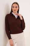 Kadın Gömlek Yaka İki İplik Sweatshirt 255451 -
