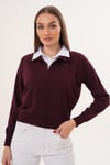 Kadın Gömlek Yaka İki İplik Sweatshirt 255451 -