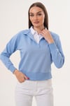 Kadın Gömlek Yaka İki İplik Sweatshirt 255451 -