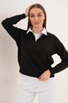 Kadın Gömlek Yaka İki İplik Sweatshirt 255451 -