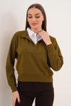 Kadın Gömlek Yaka İki İplik Sweatshirt 255451 -