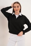 Kadın Gömlek Yaka İki İplik Sweatshirt 255451 -