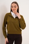 Kadın Gömlek Yaka İki İplik Sweatshirt 255451 -
