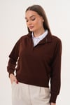 Kadın Gömlek Yaka İki İplik Sweatshirt 255451 -