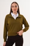 Kadın Gömlek Yaka İki İplik Sweatshirt 255451 -