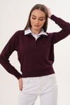Kadın Gömlek Yaka İki İplik Sweatshirt 255451 -