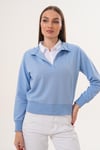 Kadın Gömlek Yaka İki İplik Sweatshirt 255451 -