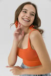 Kadın İnce Örme Triko Crop Bluz
